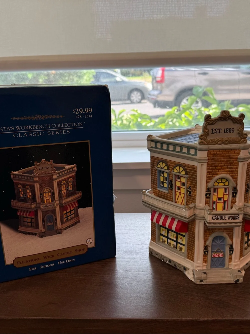 Classic Santa's Workbench Candle Works Building - Cream and Red
